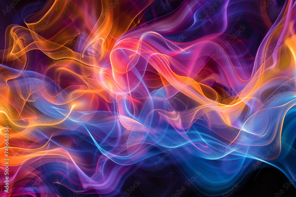 Poster fiery abstract wave design with blue swirls and smooth texture