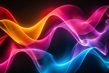 abstract of dynamic colorful light waves flowing, Dynamic Blue Wave Art with Light and Smoke Effects