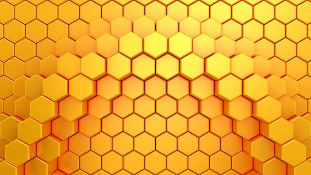 Background of Hexagons. Abstract motion, two color, 3d rendering, 4k resolution
