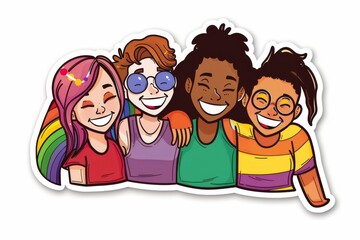 LGBTQ Sticker pride heart sticker design. Rainbow love tolerance motive love gathering diversity Flag illustration. Colored lgbt parade rose dust. Gender speech ethnic diversity