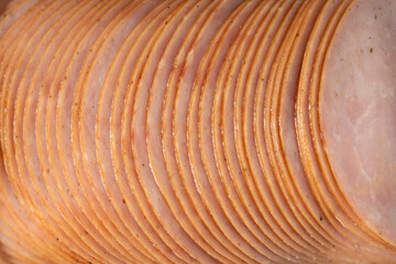 Texture of ham slices, macro