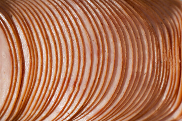 Texture of ham slices, macro