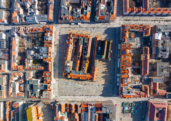 Aerial panoramic view of Wroclaw Market Square. Wroclaw, Poland, Europe