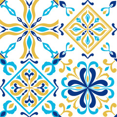 Tile seamless pattern design. With colourful motifs background.