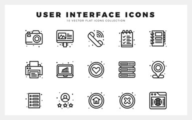 15 User Interface Lineal icon pack. vector illustration.