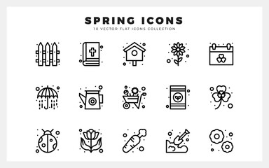15 Spring Lineal icon pack. vector illustration.