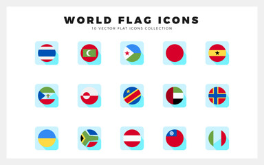 15 World Flags circle. icons Pack. vector illustration.