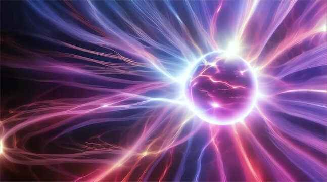 Close up on an electric orb energy pulses futuristic technology	
