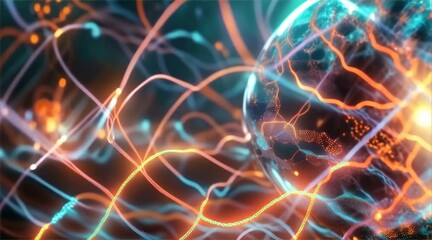 Close up on an electric orb energy pulses futuristic technology	
