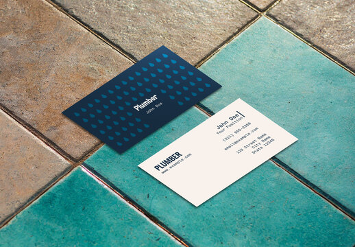 Plumber Business Card Template with water drops