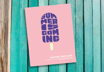 Summer Poster Template with Typography Shaped Popsicle