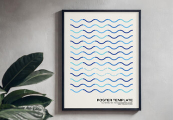 Summer Poster Template with Wavy Lines