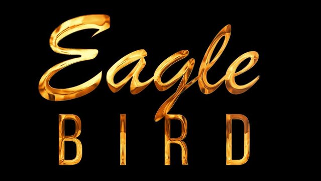 Eagle bird text design golden glow shine animation video