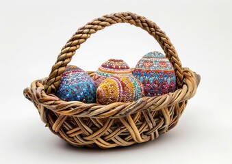 Fototapeta na wymiar Easter Delight: Basket Overflowing with Eggs