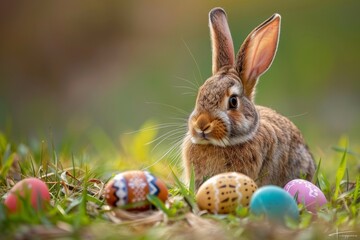 Fototapeta na wymiar Bunny Bliss: Egg-cellent Easter Adventure