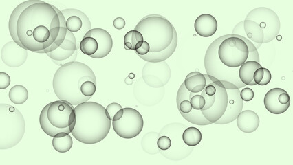Abstract background with translucent overlapping bubbles in various sizes on a light green backdrop.