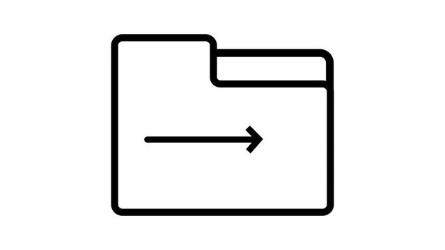 Arrow indicating file transfer or sharing icon animated on a black background.