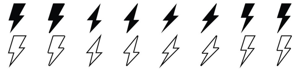 flash lightning bolt line art icon . Electric power symbol. Power energy sign, vector illustration