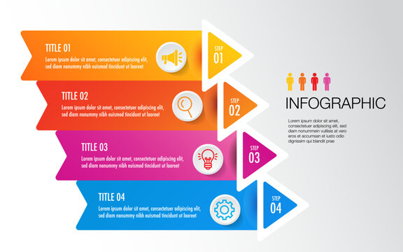 infographic template 4 step for business direction, marketing strategy, diagram, data, glowth, arrow timeline, for presentation report and progress	