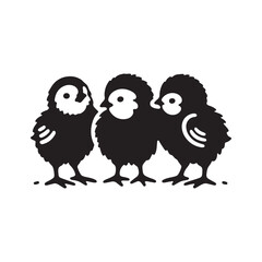 Adorable Black Vector Baby Chicks Silhouette: Perfect for Easter Crafts, Designs, Cards, and Decorative Projects. Baby Chicks Vector Silhouette.