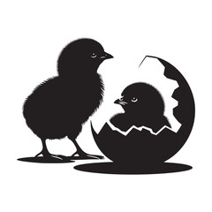 Adorable Black Vector Baby Chicks Silhouette: Perfect for Easter Crafts, Designs, Cards, and Decorative Projects. Baby Chicks Vector Silhouette.