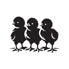 Adorable Black Vector Baby Chicks Silhouette: Perfect for Easter Crafts, Designs, Cards, and Decorative Projects. Baby Chicks Vector Silhouette.