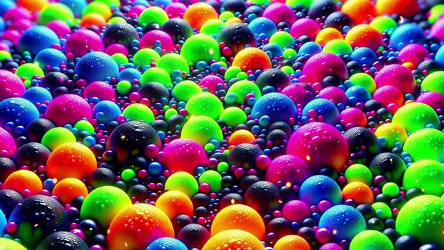 Colorful colorful balls are decorated with gold sparkles.