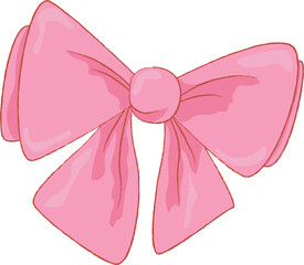 Pink girly vintage bow, Coquette y2k aesthetic. Hand drawn illustration