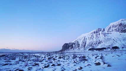 Snow mountain during winter season at Norway. 