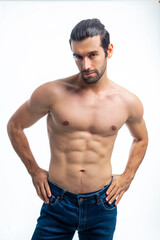 Fototapeta premium Portrait of sexy man isolated on white background