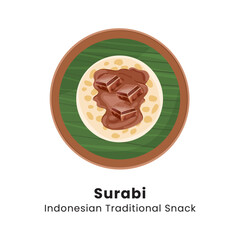 Surabi is indonesian pancake street food made from rice flour with coconut milk serving with chocolate topping vector illustration