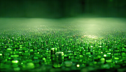 Green matrix background. Ai generated.