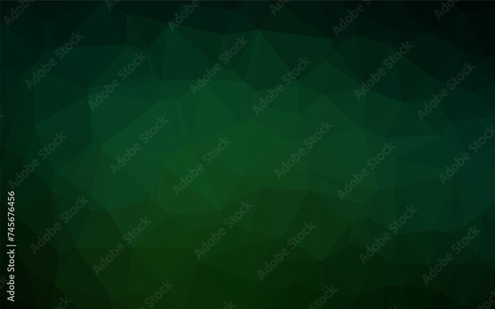 Poster dark green vector shining triangular pattern.