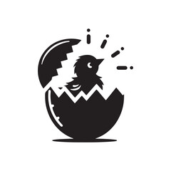 Silhouettes of New Beginnings: Black Vector Chicks Hatching from Eggs - Symbolizing Hope, Rebirth, and the Beauty of Life.