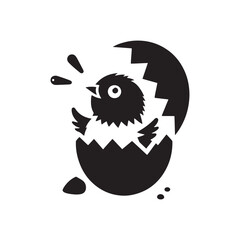 Silhouettes of New Beginnings: Black Vector Chicks Hatching from Eggs - Symbolizing Hope, Rebirth, and the Beauty of Life.