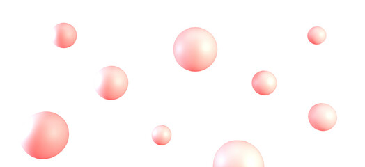3d Pink bubbles or balls on png background. Pink balls png. Abstract surrealistic 3d render banner design.