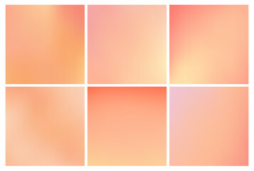 Peach fuzz. Set of vector gradient backgrounds in trendy light warm color of the year. For covers, wallpapers, branding, social media and other modern projects.
