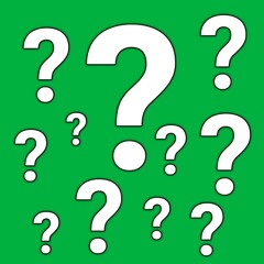 Question marks on green screen.flat,design art.question mark signs on green background.