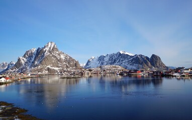 Obraz premium Fisherman village during winter season at Norway, Europe. 