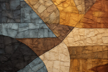 Abstract modern quilted pattern, earth tones, high - res detail of stitch work