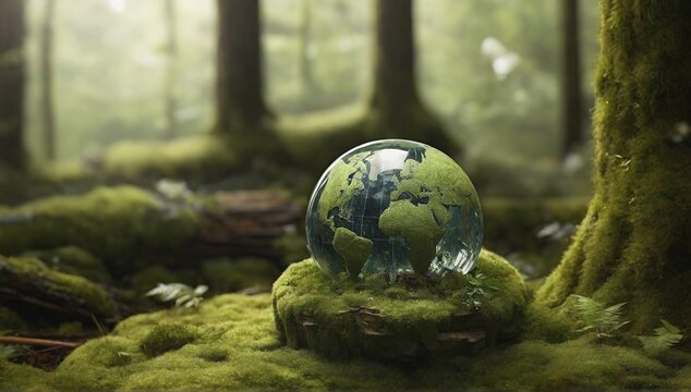 World environment and mother earth day concept with globe and eco friendly environment. Generative ai	

