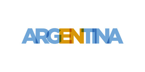 Argentina emblem. The design features a geometric style, vector illustration with bold typography in a modern font. The graphic slogan lettering.