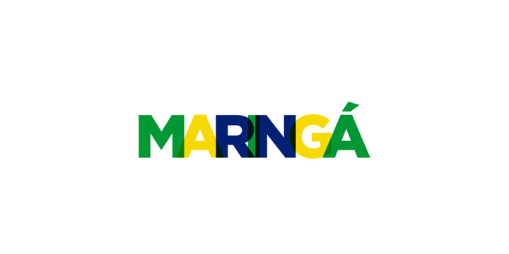 Maringa in the Brasil emblem. The design features a geometric style, vector illustration with bold typography in a modern font. The graphic slogan lettering.