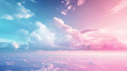 Foto auf Alu-Dibond Hell-pink multicolor sky with fluffy cloud landscape background