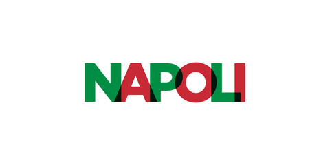 Napoli in the Italia emblem. The design features a geometric style, vector illustration with bold typography in a modern font. The graphic slogan lettering.
