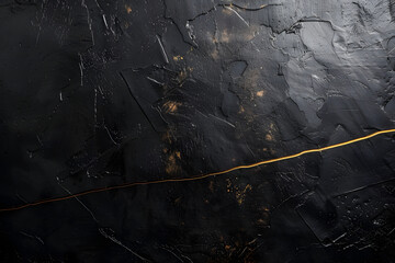 a black background with a textured surface and a golden line