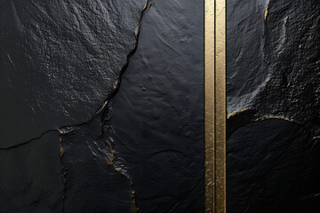 a black background with a textured surface and a golden line