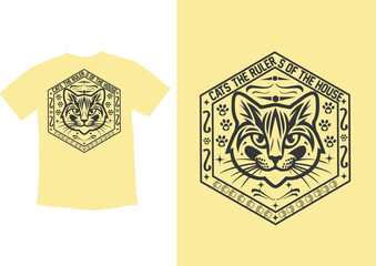 T-shirt print design. Vector illustration of a Cat head. Cat T shirt design