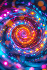 background of neon spirals and circles creating a whirlwind 