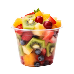 Cup with tasty fruit salad isolated on transparent or white background, png